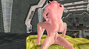 man riding dick then sucking in space