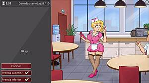 sexy waitress fucks customers after workout