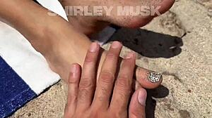 Latina drains my cock on beach