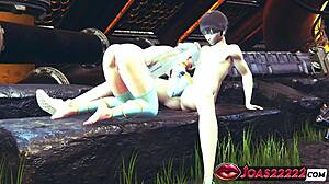 Rule34 blue hair princess pov blowjob and cumshot