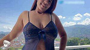 saraboom seduces neighbor from balcony with massive ass. she sucks cock and shows huge ass skills