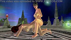 Beautiful girl and big breasted shemale fuck in doggy