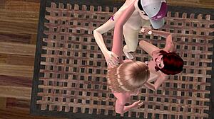 Three Beautiful Shemales In Dynamic 3d Threesome Hentai With Big Tits