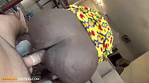 Tall slim ebony model gets facial at casting