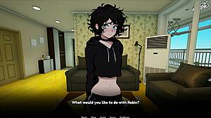 My femboy roommate watches teacher porn for first time in gay hentai game