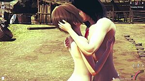 High quality 3d hentai rustic cabin outdoor scene