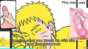 Naruto sucks luffy huge cock in deepthroat close up