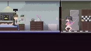 Horny night hentai pixel game. Curvy asian teen gets anal from monster cock