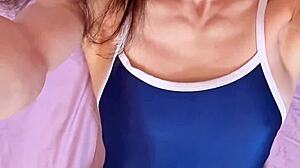 i'm jerking off and cumming inside my spandex swimsuit