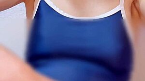 i'm jerking off and cumming inside my spandex swimsuit