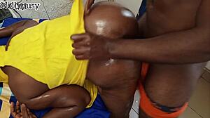 Ebony amateur couple moans together