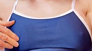 i'm jerking off and cumming inside my spandex swimsuit