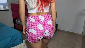 my little stepsister shows her panties and wet pussy for penetration
