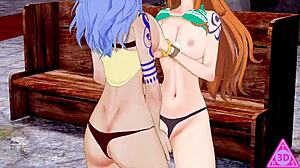 Koikatsu Nami и Nojiko в One Piece лесбийском сексе uncensored
