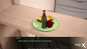 ג'ינג'ית נועזת עם משקפיים מקבלת כוס ממולאת בזרע