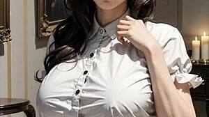 3D Hentai azijska služkinja drazni s pičko igro. Kako divji lahko postane zajtrk?