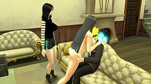 Naruto hentai-trio med Hinata - anal creampie-aksjon