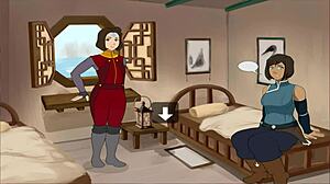 Wow! Busty babes Azula og Mai kneppet hårdt tilbage i tiden i Four Elements Trainer epilog