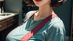 3D animované hentai ázijská modelka si drká v kozmetickom salóne so zvukmi ASMR piči