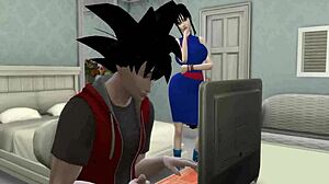 Dragon Ball Hentai: Madrasta loira pune obsessão anal do filho