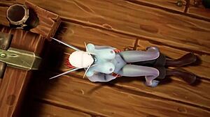 Elf o fute pe elf noapte legată la ochi în bucătărie parodie