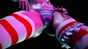 ¡Chica pelirroja con coletas baila salvaje en hentai 3D!