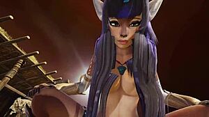 Jeżyna Freyja eksploruje wioskę wikingów w 3D