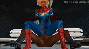 キャプテン・マーベルが黒い巨根のアナルミッションで激しく突かれる