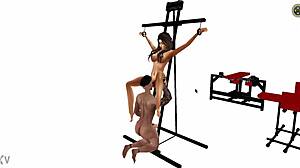 ¡Intensa máquina BDSM posando en acción salvaje!