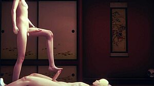 一个害羞的Vocaloid伪娘探索激烈的三人行乐趣