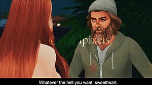 Шлюха из сестринства кукинг бойфренда со старым бродягой в дикой уличной тройке - Sims 4