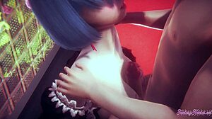 Persoonlijke hentai game momenten met Rem ongecensureerde actie