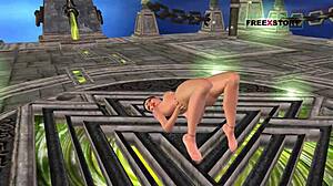 Varm 18-årig pige nyder solo sjov i 3D animation med tamil lyd