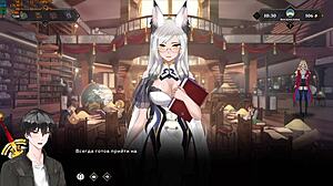 Blond MILF daje ročno in jebe v postelji v 3D furry anime igri.