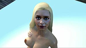 Ik spuit sperma op Emilia Clarkes gezicht in deze 3D animatie