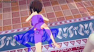 मेगुमिन कोनोसुबा कॉस्ट्यूम्स में फक होती है क्रीमपाई एक्शन के साथ