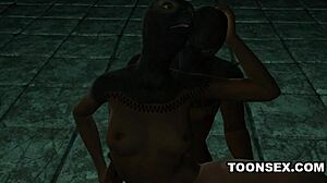 Maskert 3D Tegneserie Babe Får ROUGH KNULLING I Dampende Fantasy Sex!