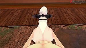 2B 방해해서 격렬한 POV 개미와 미션너리 섹스, 니어 오토마타