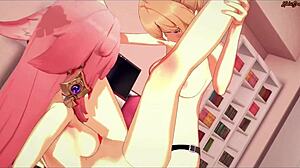 Yae Miko spreidt benen voor jeans strapon neuken in Genshin Impact actie