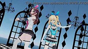 Mirai Akari Tokino Sora in azione hentai 3D esplosiva.