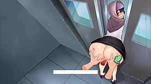 Tsundere MILF v hentai hře Ep 2: Lížu prdel svého šéfa ve výtahu pro divokou jízdu