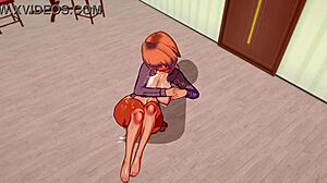 3D Hentai velika rit velike joške seks s kremno pito, ročno delo in škropljenje