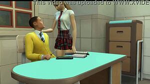 Profesor vrtá studentku tvrdě ve třídě