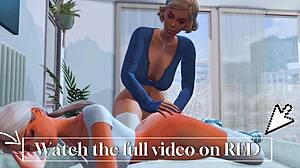 Chutná futanari nevlastní máma svádí heterosexuální dceru v Sims 4 animaci