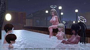 Jag är helt galen i Asuna Yuuki i den här heta gruppsex-scenen från manga