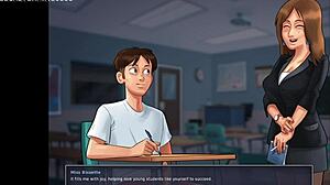 Эй, в SummerTime Saga 06 сисястая учительница жестко трахается в классе с дикой группой!