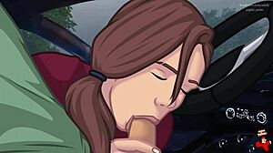 Pelirroja chupa y monta en el coche para parodia porno de tlou ep 1