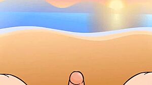 哇！Peachypop34日落海滩上猛骑！