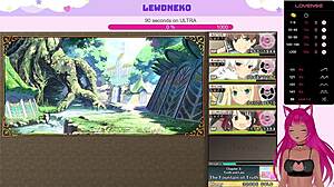 VTuber lewdneko가 evenicle 플레이, 귀여운 엘프 거대한 몬스터 크림파이 받으며 신음 파트 12