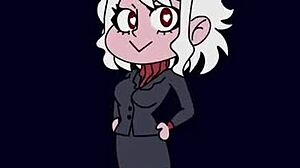 Hei Modeus, lysten demon, hvor dypt kan du ta monster kukken i Helltaker?